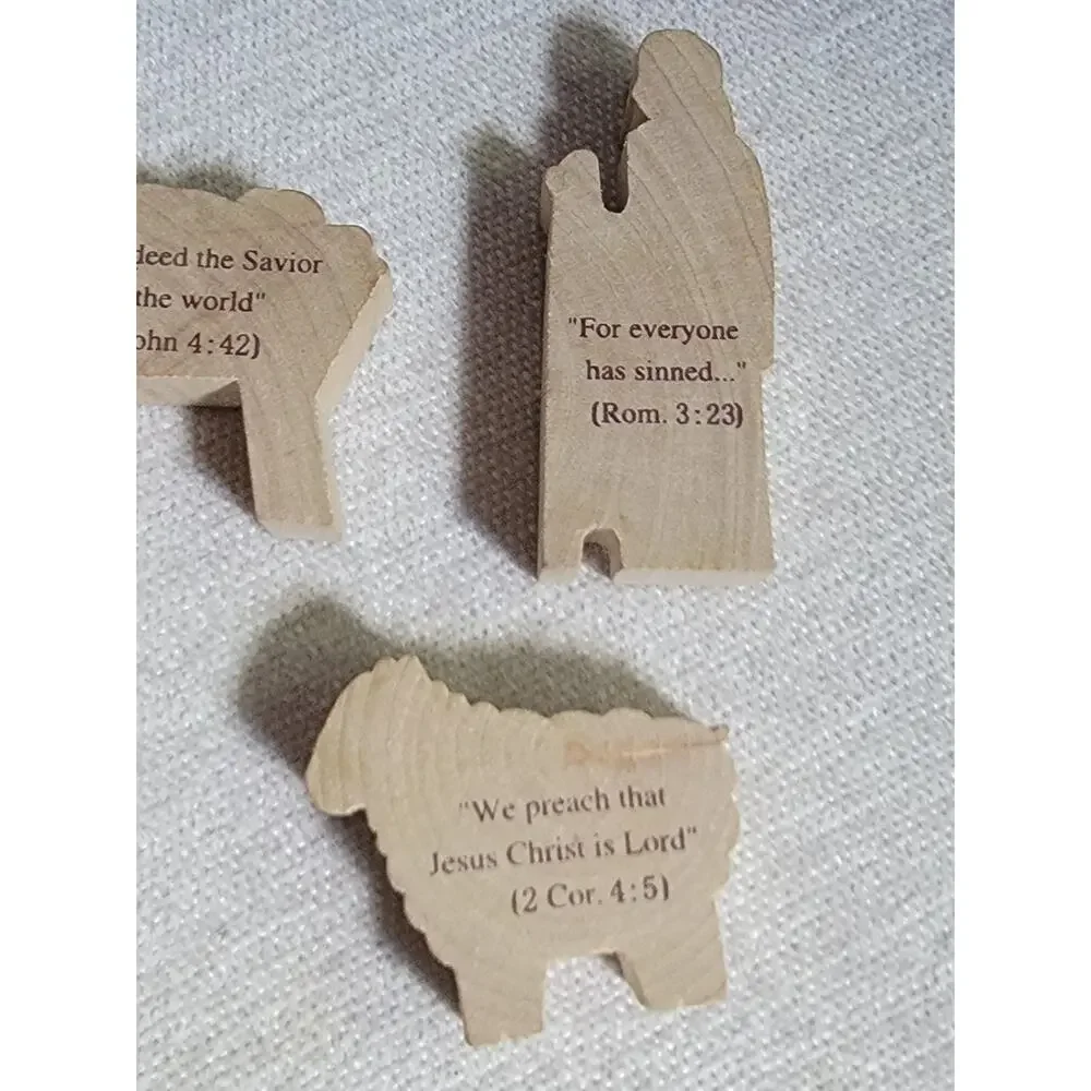 5 Piece Wooden Bethlehem Nativity Village with Bible Quotes